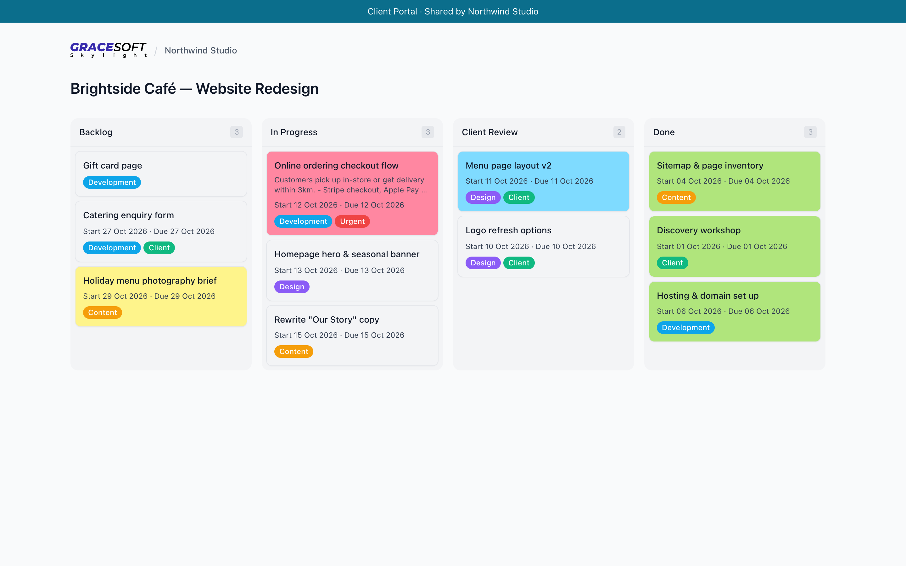 GraceSoft Skylight — A portal your clients will actually open